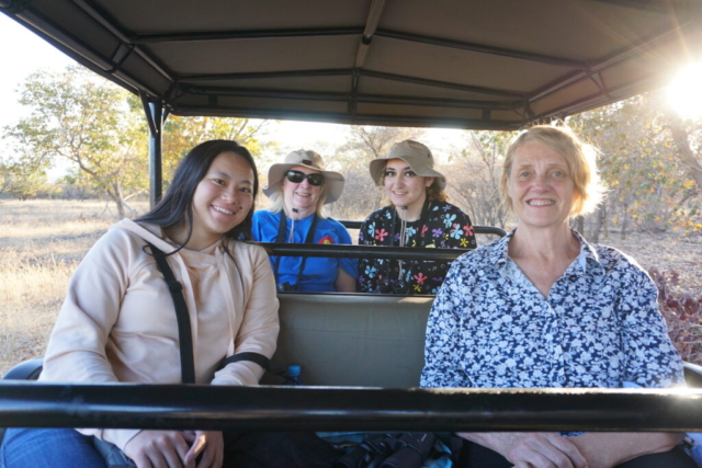 Emilee, Debbie, Veryle and Ana in Safari jeep