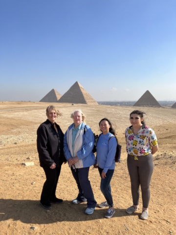 Debbie, Veryle, Emilee and Ana with pyramids