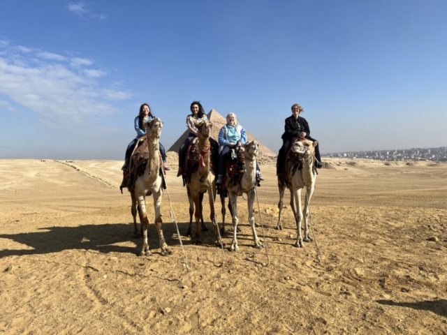 Emilee, Ana, Veryle, Debbie on camels