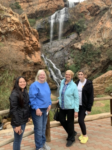 Emilee, Veryle, Debbie and Ana at waterfall