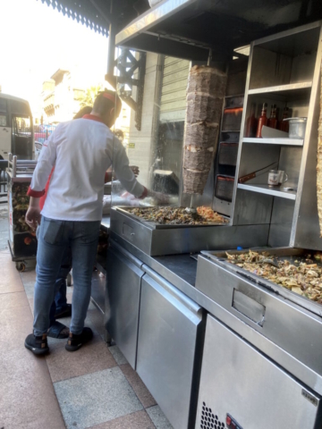 Making shawarma in the street
